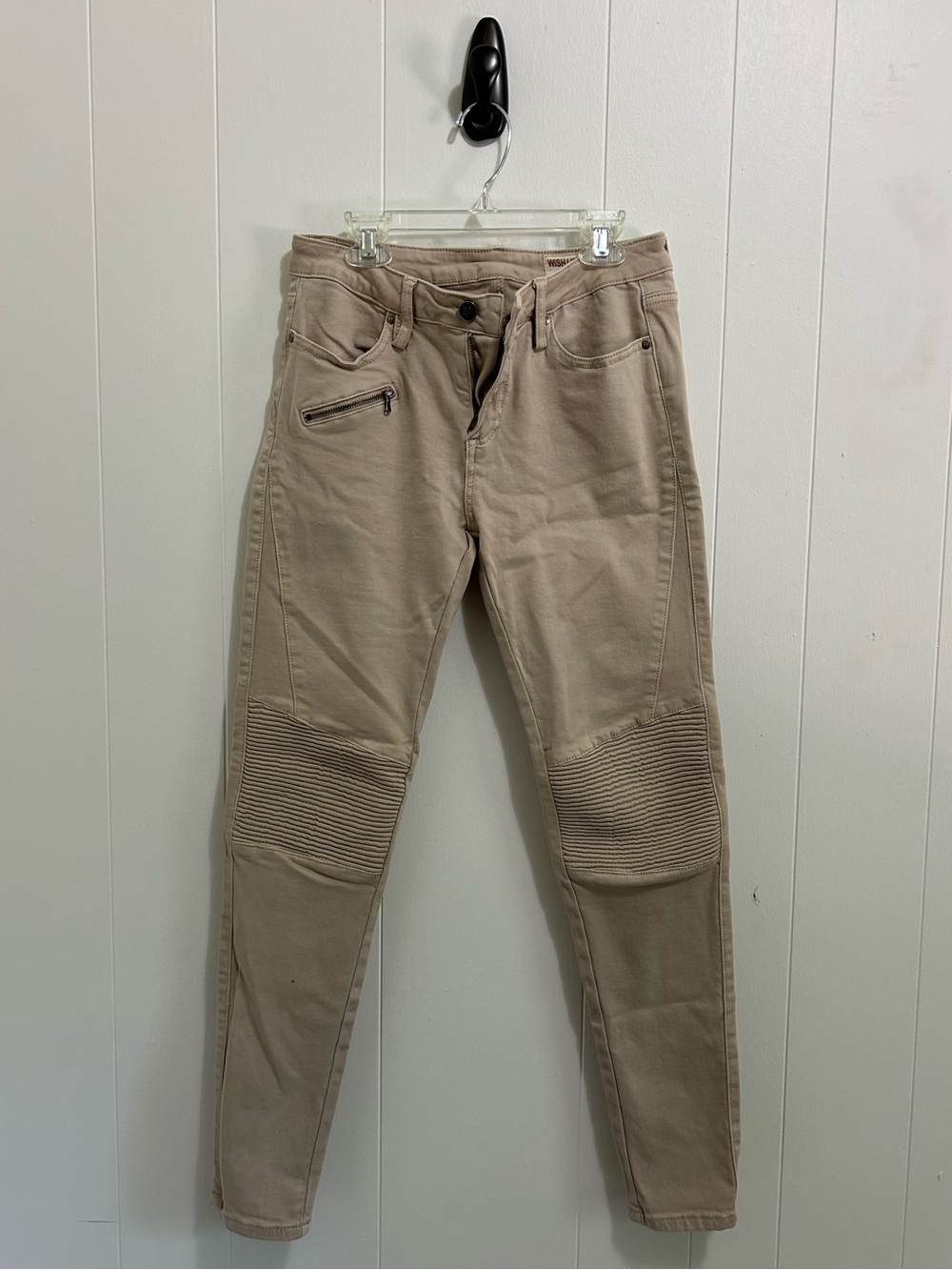 Wishlist Beige Moto-Style Skinny Pants